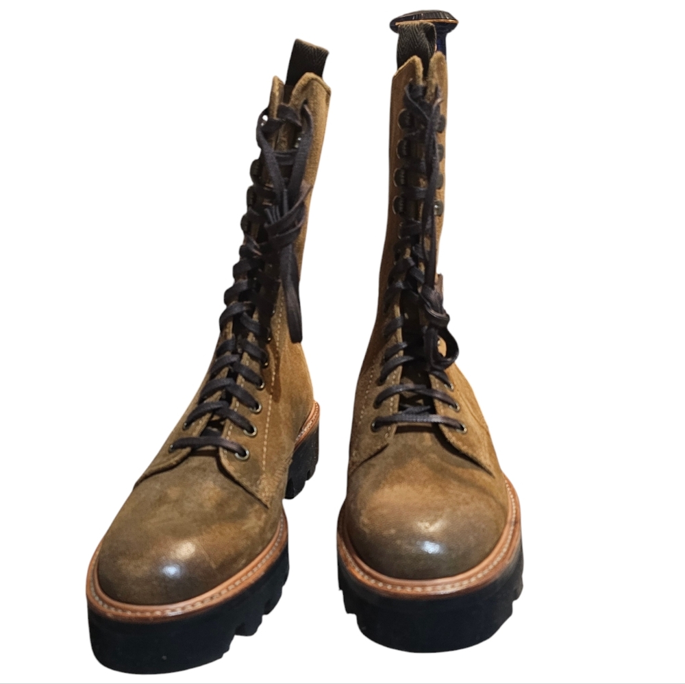 Anthropologie x Grenson Mavis Fall Burnishing Suede Combat Boots NWT - Sz 9